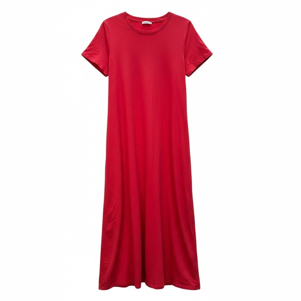 Old Navy T-Shirt Maxi Dress Womens Medium Red SS Vintag Maxi 705200 Casual Basic